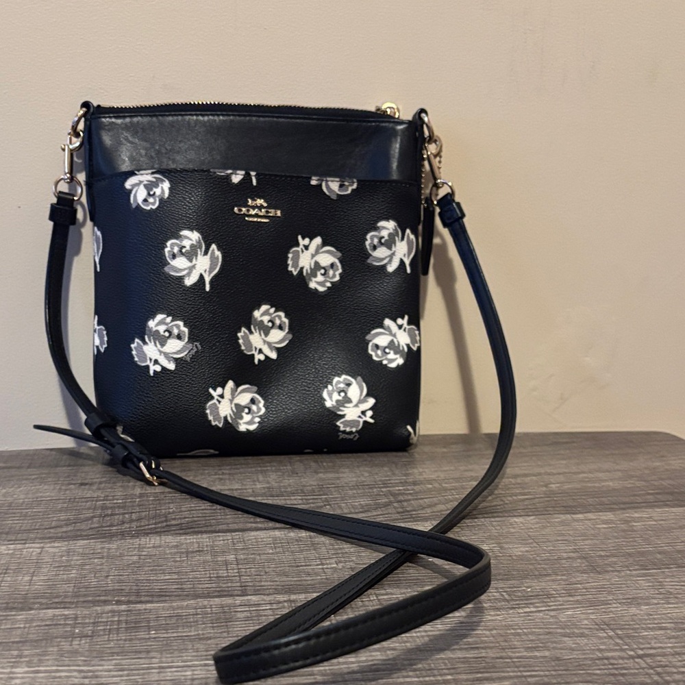 Coach Black and White Floral Crossbody Bag